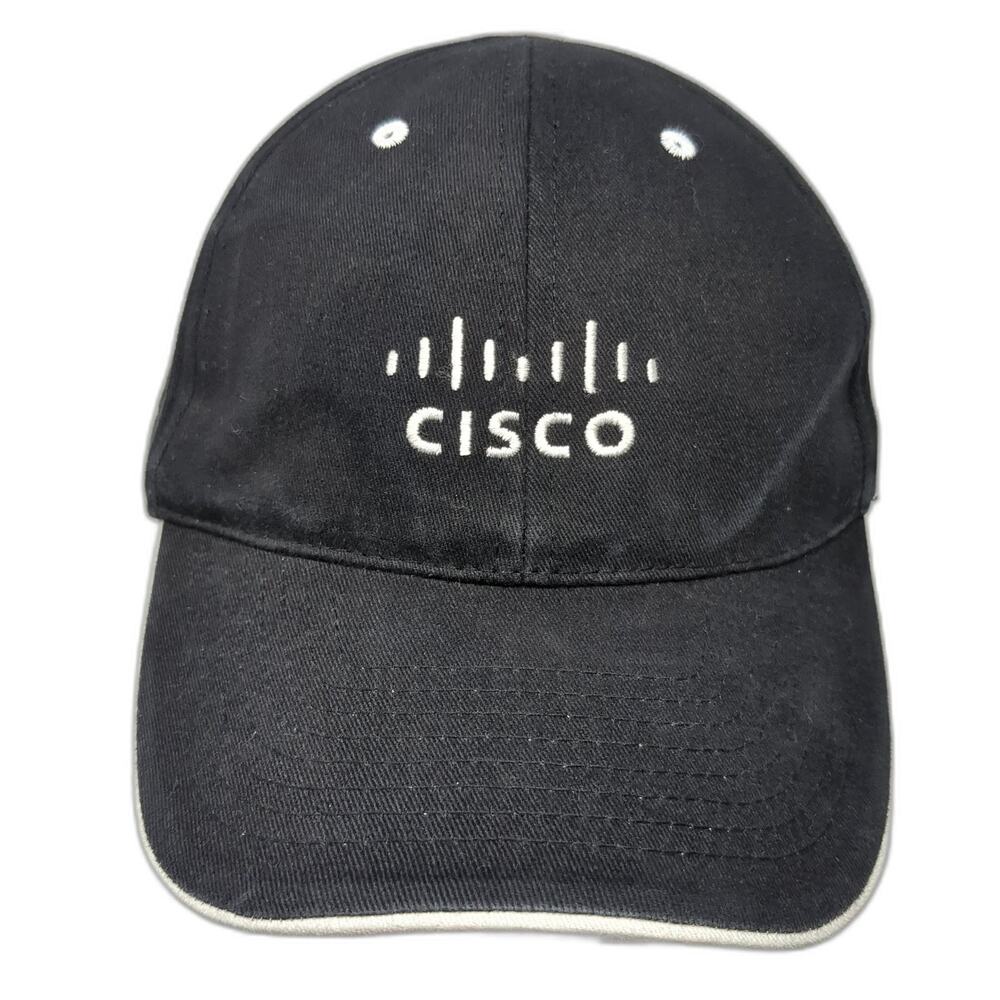 Cisco Strapback Hat Black One Size Adjustable Embroidered Vent Holes